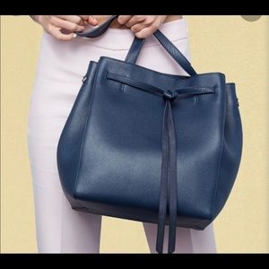 Pop & Suki navy pebbled leather Carryall Tote